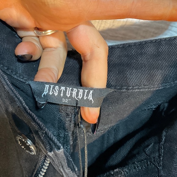 Disturbia Midnight Black Ripped Wide Leg Jeans - Picture 2 of 4